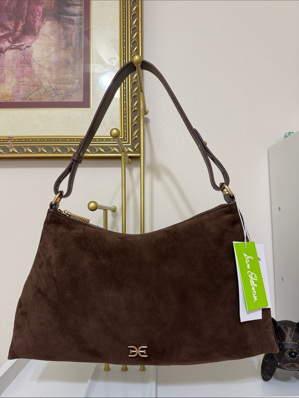 Sam Edelman Chocolate Brown Suede Shoulder Bag
